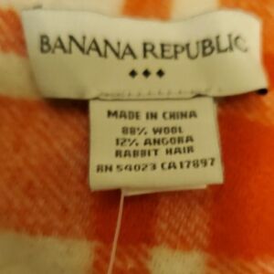 Banana Republic Orange and White Wool Scarf